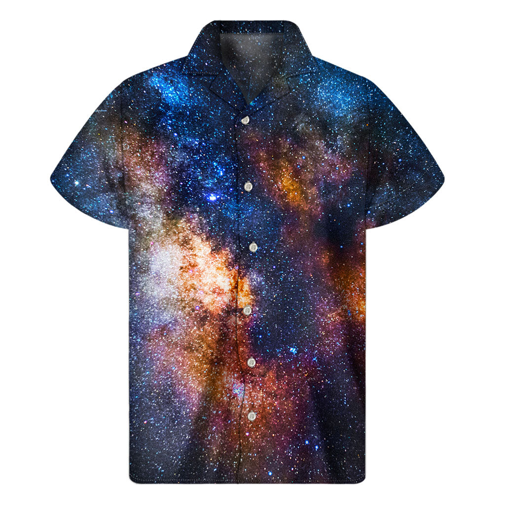 Milky Way Universe Galaxy Space Print Men's Short Sleeve Shirt