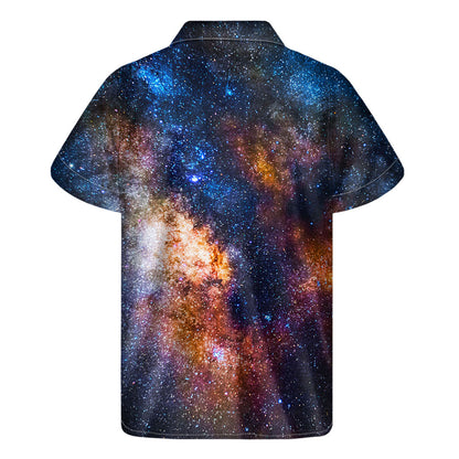 Milky Way Universe Galaxy Space Print Men's Short Sleeve Shirt