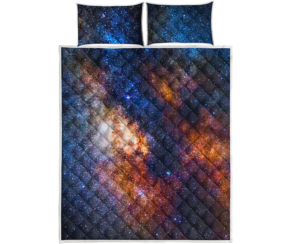 Milky Way Universe Galaxy Space Print Quilt Bed Set