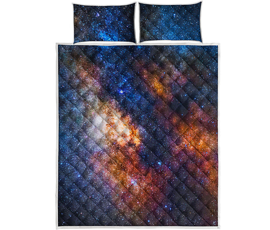Milky Way Universe Galaxy Space Print Quilt Bed Set