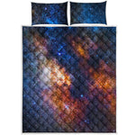 Milky Way Universe Galaxy Space Print Quilt Bed Set