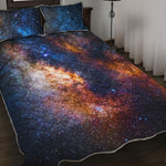 Milky Way Universe Galaxy Space Print Quilt Bed Set
