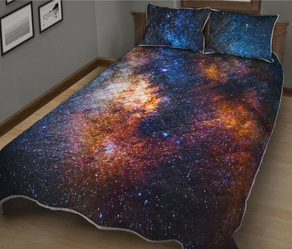 Milky Way Universe Galaxy Space Print Quilt Bed Set