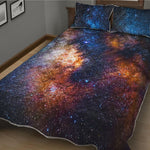 Milky Way Universe Galaxy Space Print Quilt Bed Set