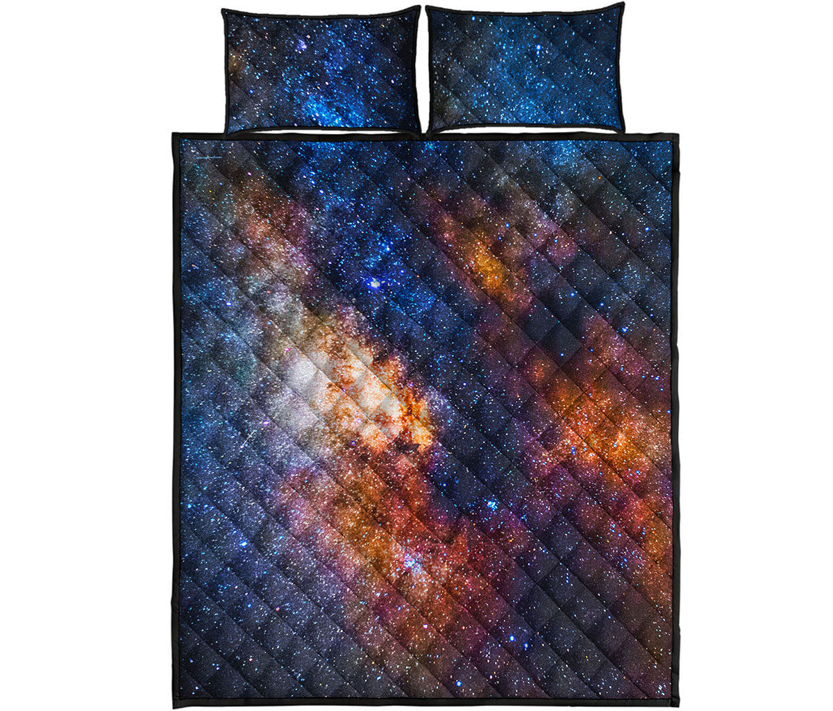 Milky Way Universe Galaxy Space Print Quilt Bed Set
