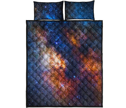 Milky Way Universe Galaxy Space Print Quilt Bed Set