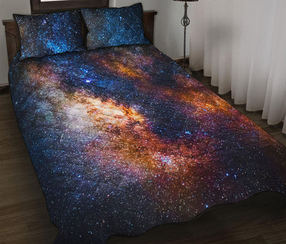 Milky Way Universe Galaxy Space Print Quilt Bed Set