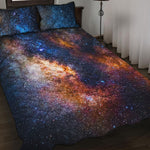 Milky Way Universe Galaxy Space Print Quilt Bed Set