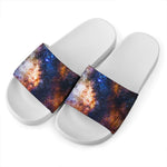 Milky Way Universe Galaxy Space Print White Slide Sandals