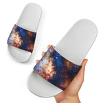 Milky Way Universe Galaxy Space Print White Slide Sandals