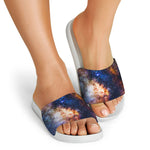 Milky Way Universe Galaxy Space Print White Slide Sandals