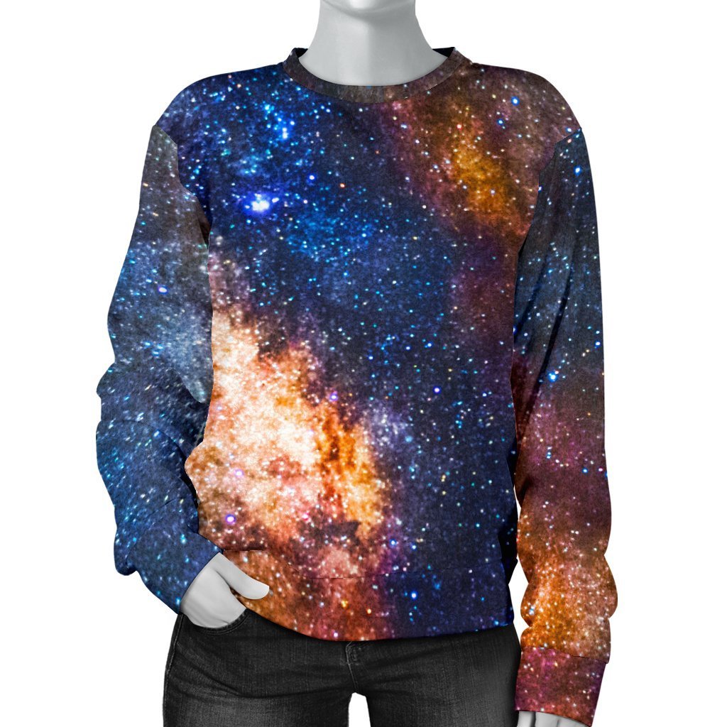 Milky Way Universe Galaxy Space Print Women's Crewneck Sweatshirt GearFrost