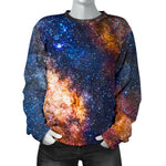 Milky Way Universe Galaxy Space Print Women's Crewneck Sweatshirt GearFrost