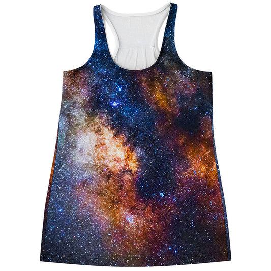 Milky Way Universe Galaxy Space Print Women's Racerback Tank Top