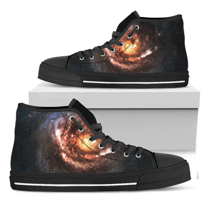 Milky Way Universe Print Black High Top Shoes