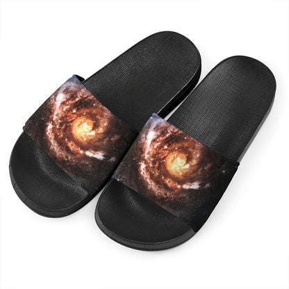 Milky Way Universe Print Black Slide Sandals