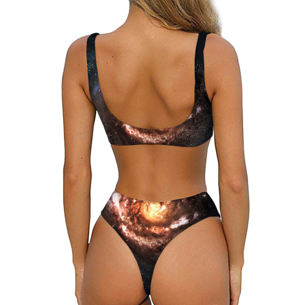 Milky Way Universe Print Front Bow Tie Bikini