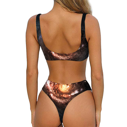 Milky Way Universe Print Front Bow Tie Bikini