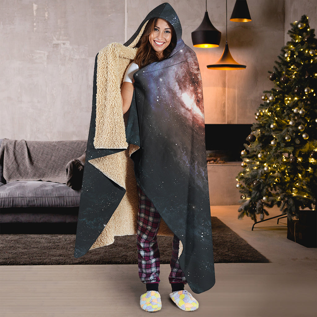 Milky Way Universe Print Hooded Blanket