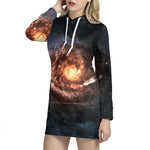 Milky Way Universe Print Hoodie Dress