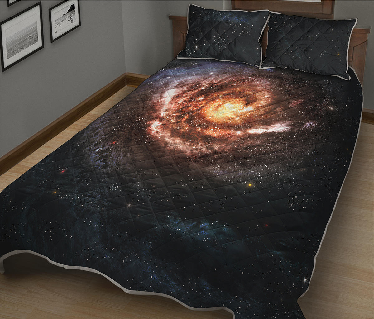 Milky Way Universe Print Quilt Bed Set