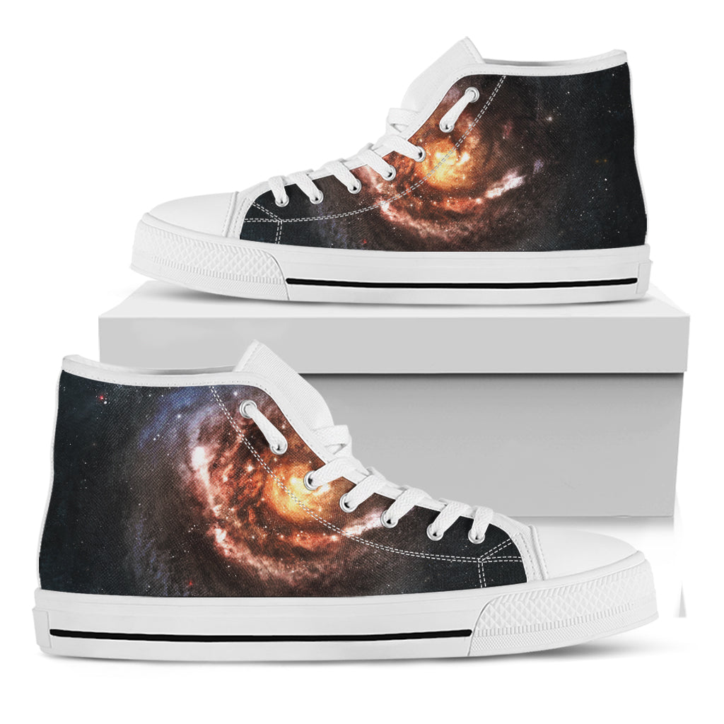 Milky Way Universe Print White High Top Shoes