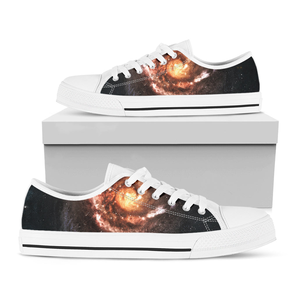 Milky Way Universe Print White Low Top Shoes