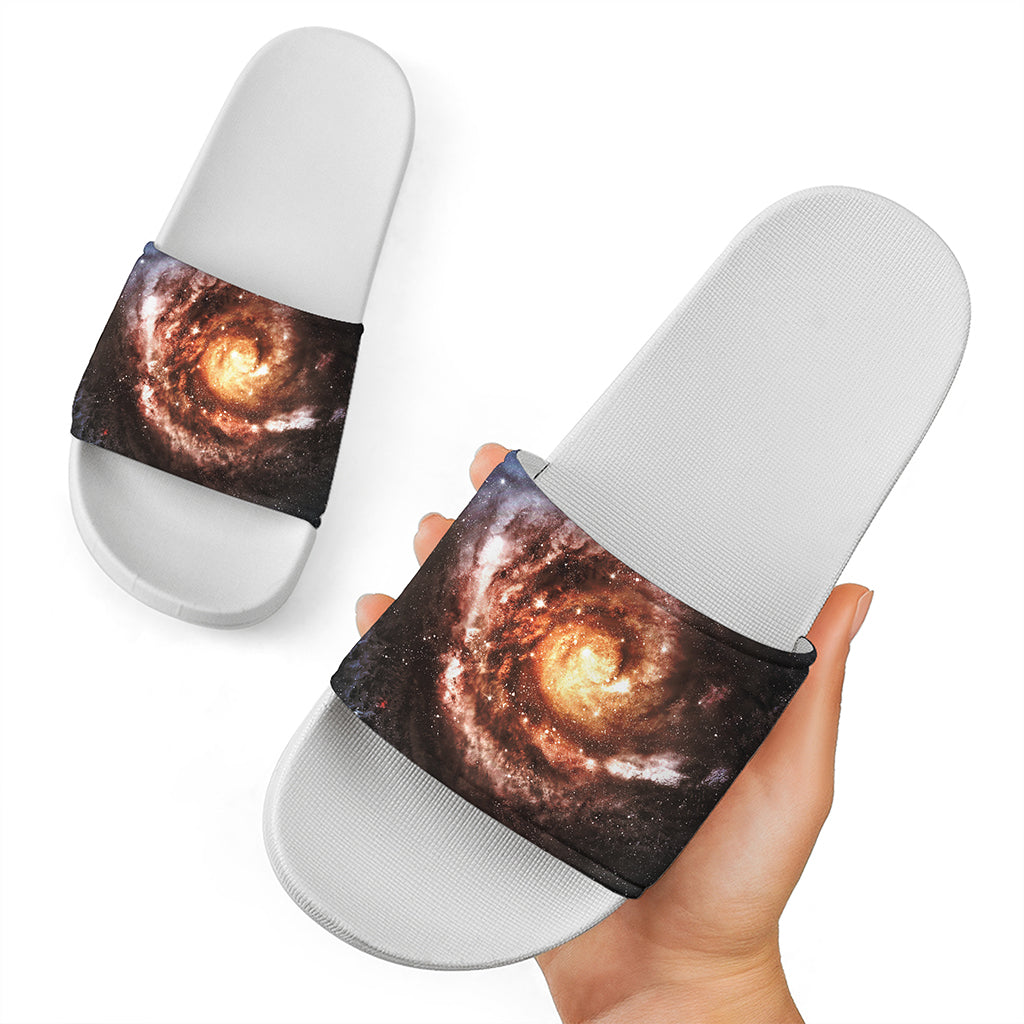 Milky Way Universe Print White Slide Sandals