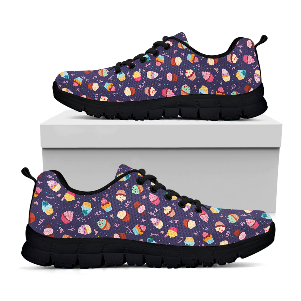 Mini Cupcake Pattern Print Black Sneakers