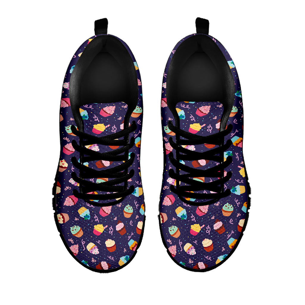 Mini Cupcake Pattern Print Black Sneakers