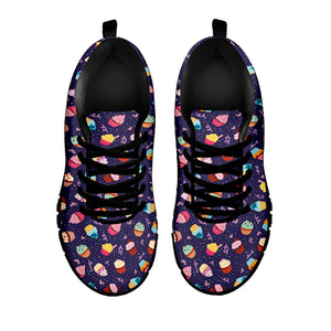 Mini Cupcake Pattern Print Black Sneakers