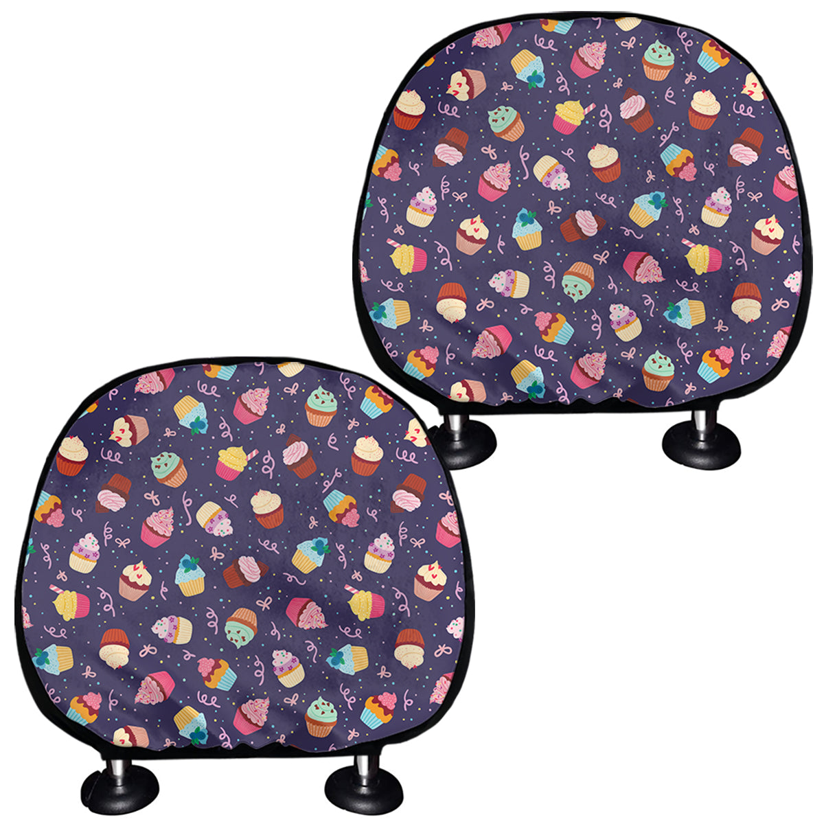 Mini Cupcake Pattern Print Car Headrest Covers