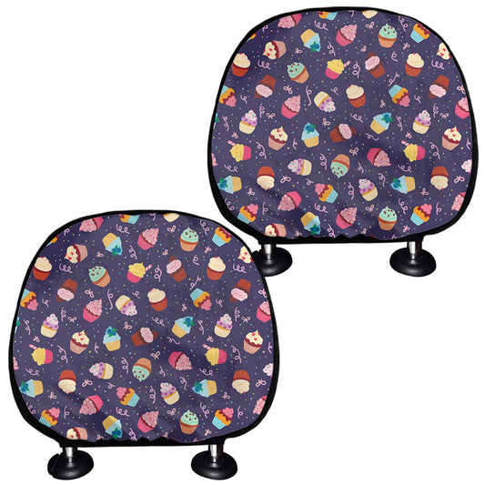 Mini Cupcake Pattern Print Car Headrest Covers