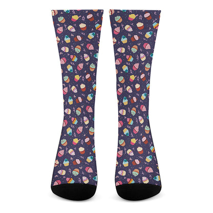 Mini Cupcake Pattern Print Crew Socks