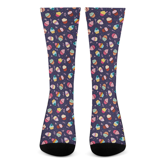 Mini Cupcake Pattern Print Crew Socks