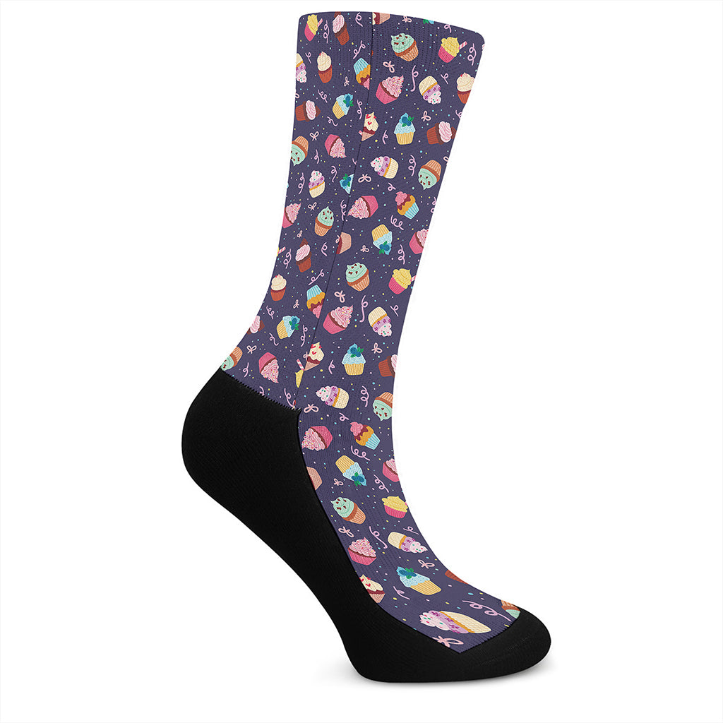 Mini Cupcake Pattern Print Crew Socks