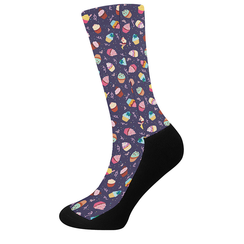 Mini Cupcake Pattern Print Crew Socks