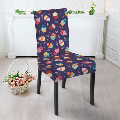 Mini Cupcake Pattern Print Dining Chair Slipcover