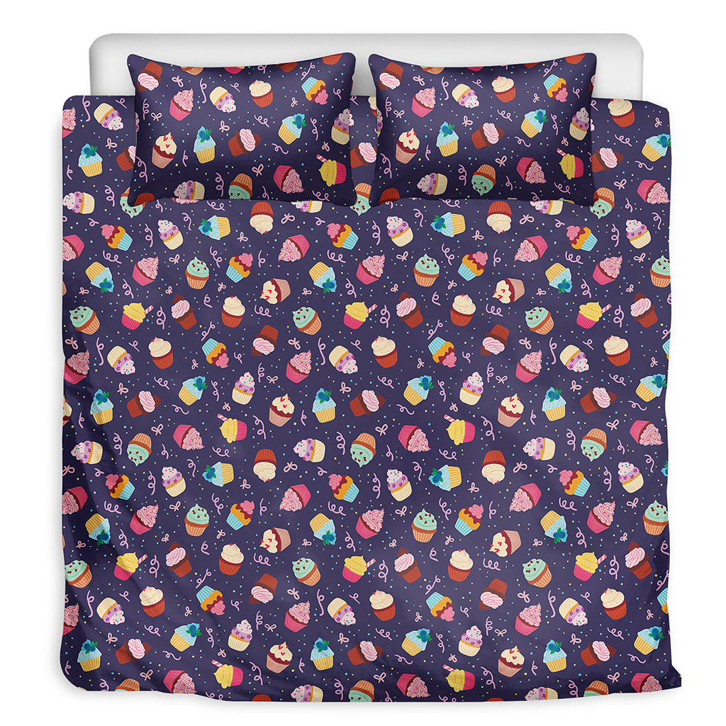 Mini Cupcake Pattern Print Duvet Cover Bedding Set