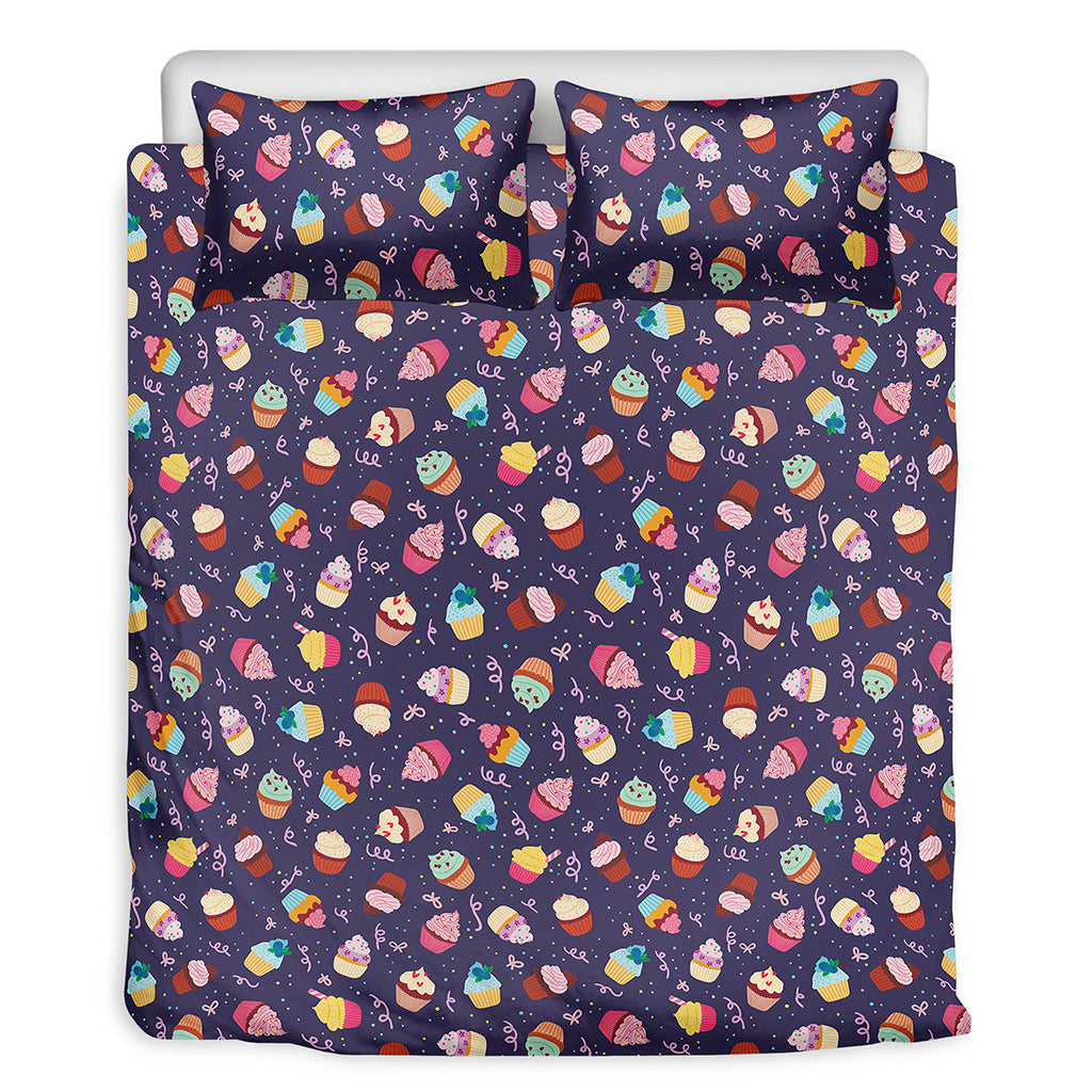 Mini Cupcake Pattern Print Duvet Cover Bedding Set