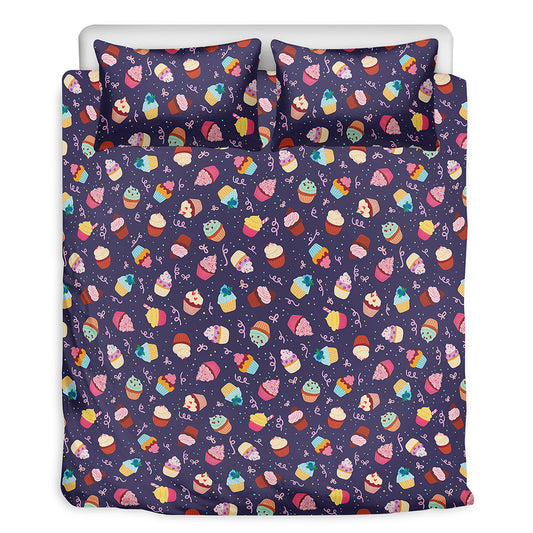 Mini Cupcake Pattern Print Duvet Cover Bedding Set