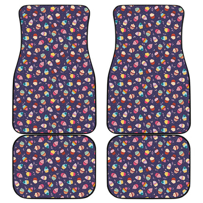 Mini Cupcake Pattern Print Front and Back Car Floor Mats