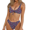 Mini Cupcake Pattern Print Front Bow Tie Bikini