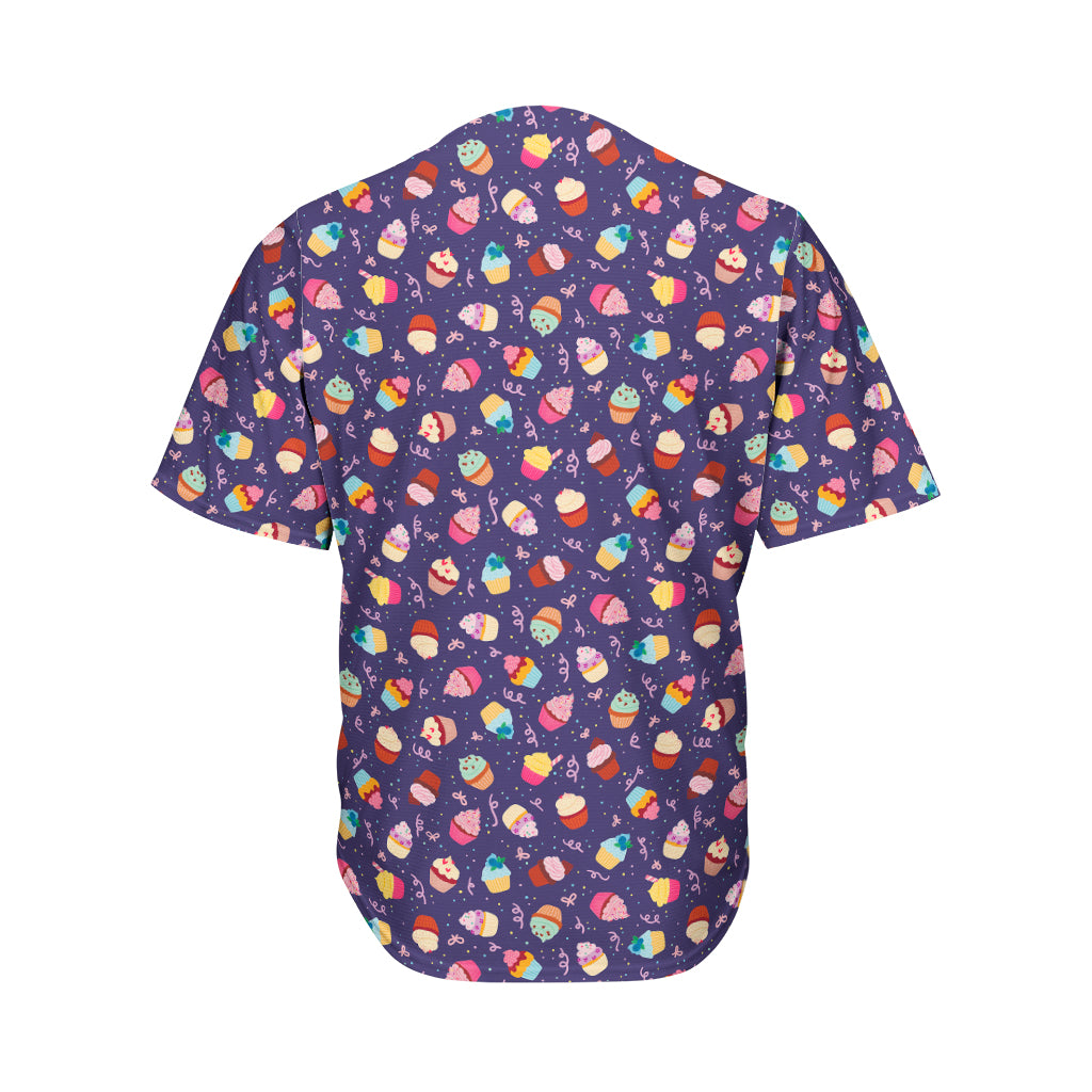 Mini Cupcake Pattern Print Men's Baseball Jersey