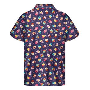 Mini Cupcake Pattern Print Men's Short Sleeve Shirt