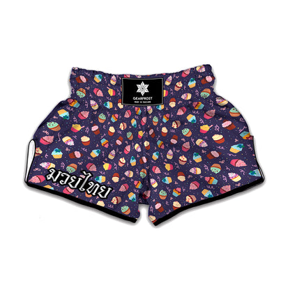 Mini Cupcake Pattern Print Muay Thai Boxing Shorts