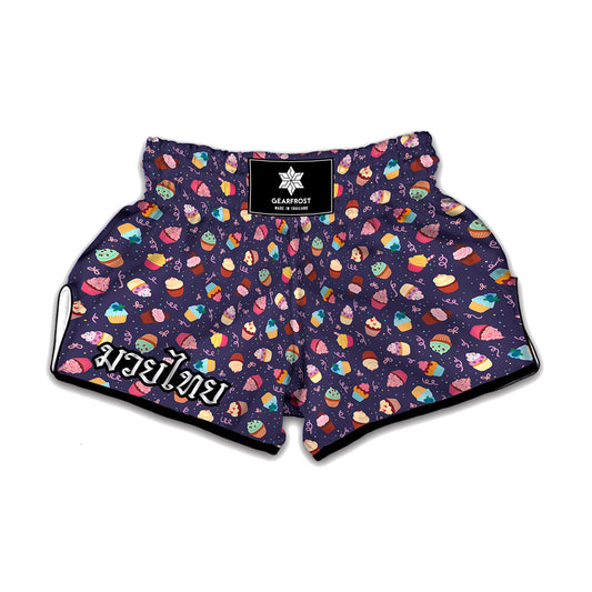 Mini Cupcake Pattern Print Muay Thai Boxing Shorts
