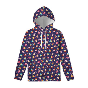 Mini Cupcake Pattern Print Pullover Hoodie