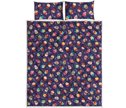 Mini Cupcake Pattern Print Quilt Bed Set