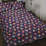 Mini Cupcake Pattern Print Quilt Bed Set
